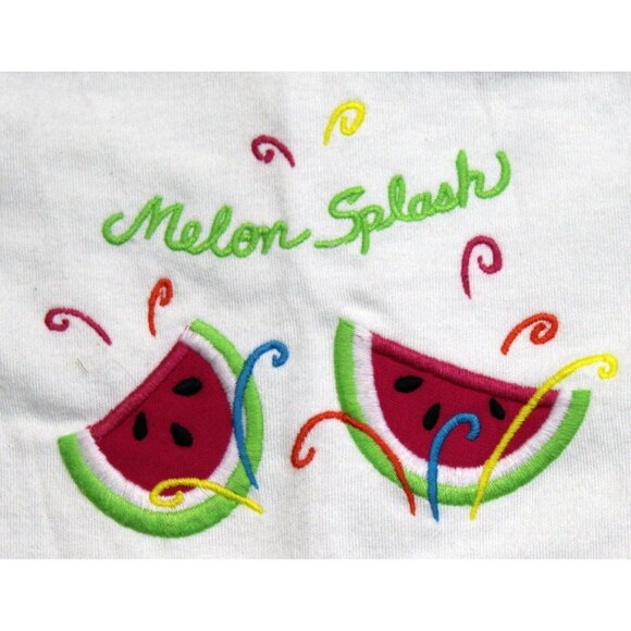 Vtg Fast Friends 2pc Tshirt Bike Shorts Watermelon Melon Splash Floral Summer - Picture 2 of 5